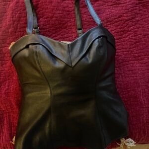 Black Faux Leather Zip-up Tank / Bad Girl Maneater Vixen Micheline Pitt M Medium